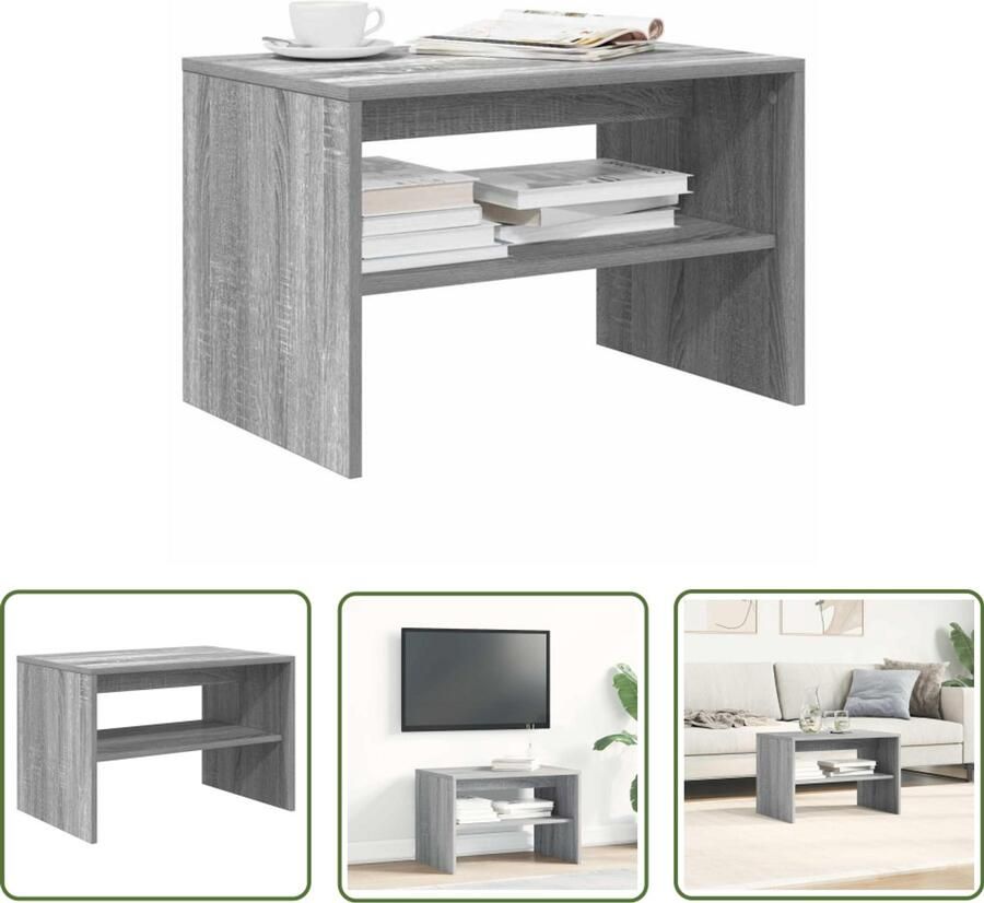 The Living Store Tv-meubel 60x40x40 cm bewerkt hout grijs sonoma eikenkleurig Tv-meubel Salontafel Houten Tv-kast Grijze Tv-standaard Televisie Tafel