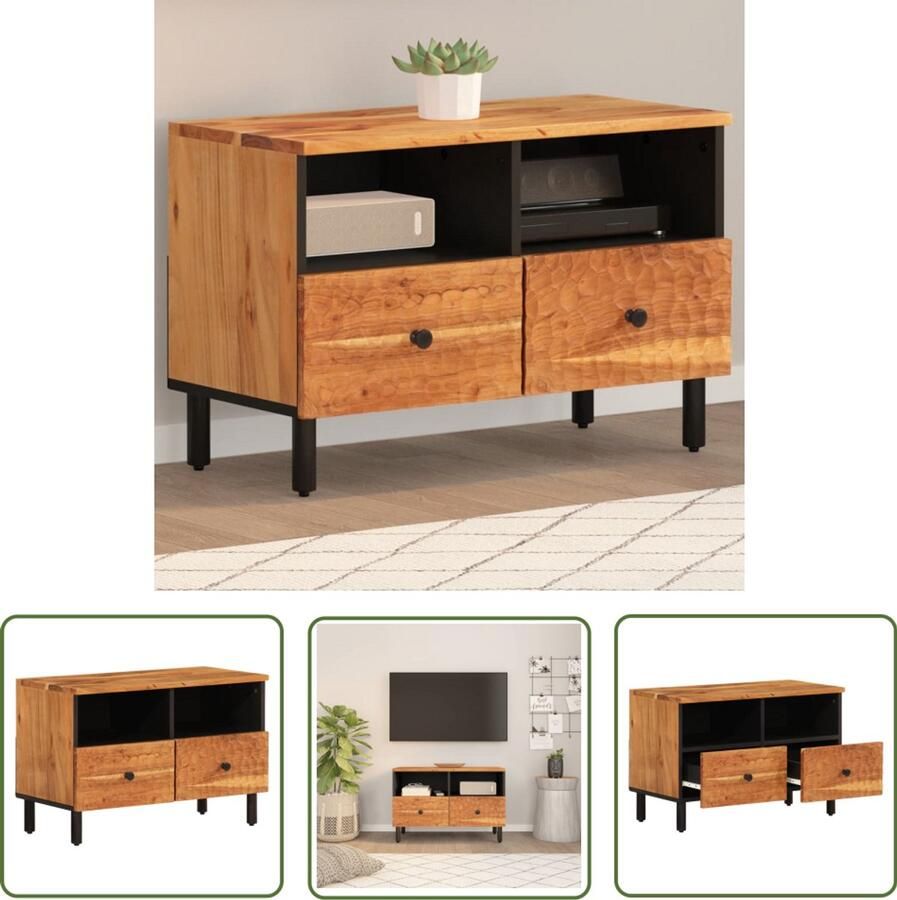 The Living Store Tv-meubel 70x33x46 cm massief acaciahout Tv-meubel Salontafel Houten Kast Acaciahout Vintage Tv-stand