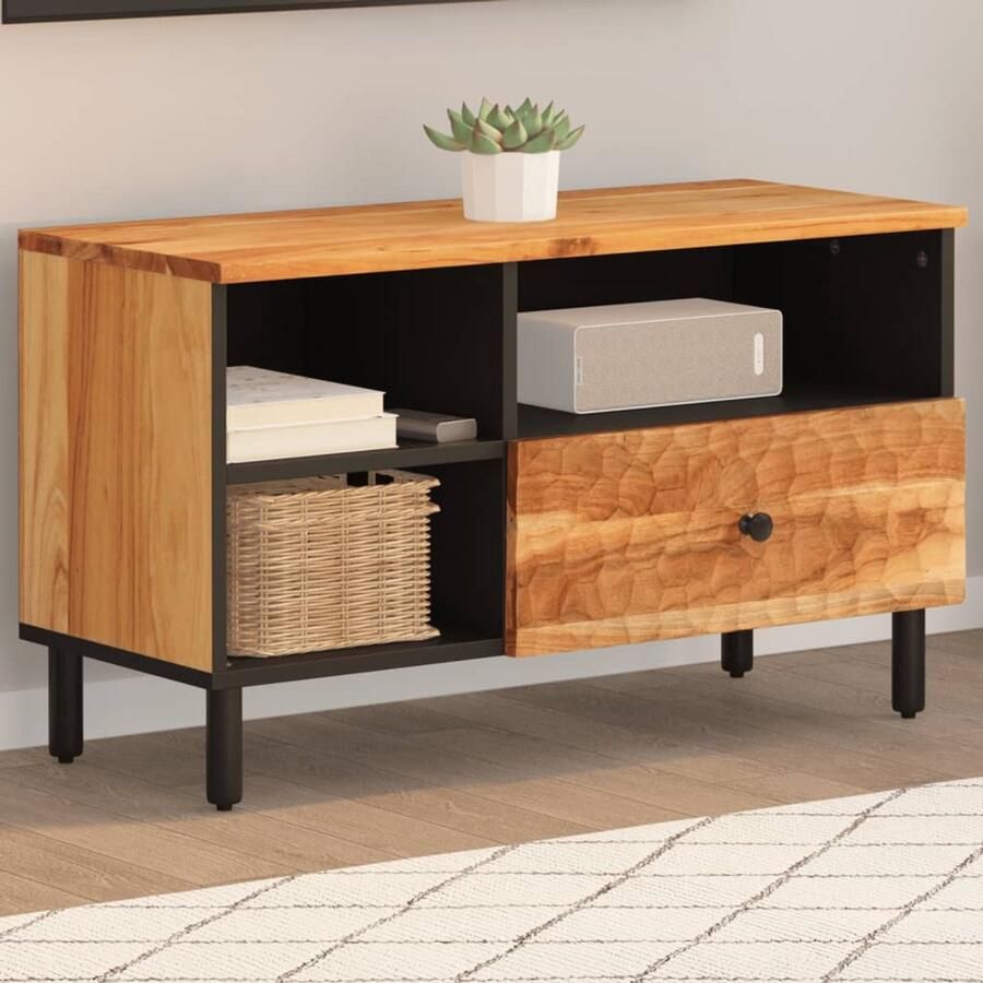 VidaXL Tv-meubel massief acaciahout 80x33x46 cm Tv-meubel Acaciahout Meubilair Houten Tv-standaard Salontafel Livingroom Furniture