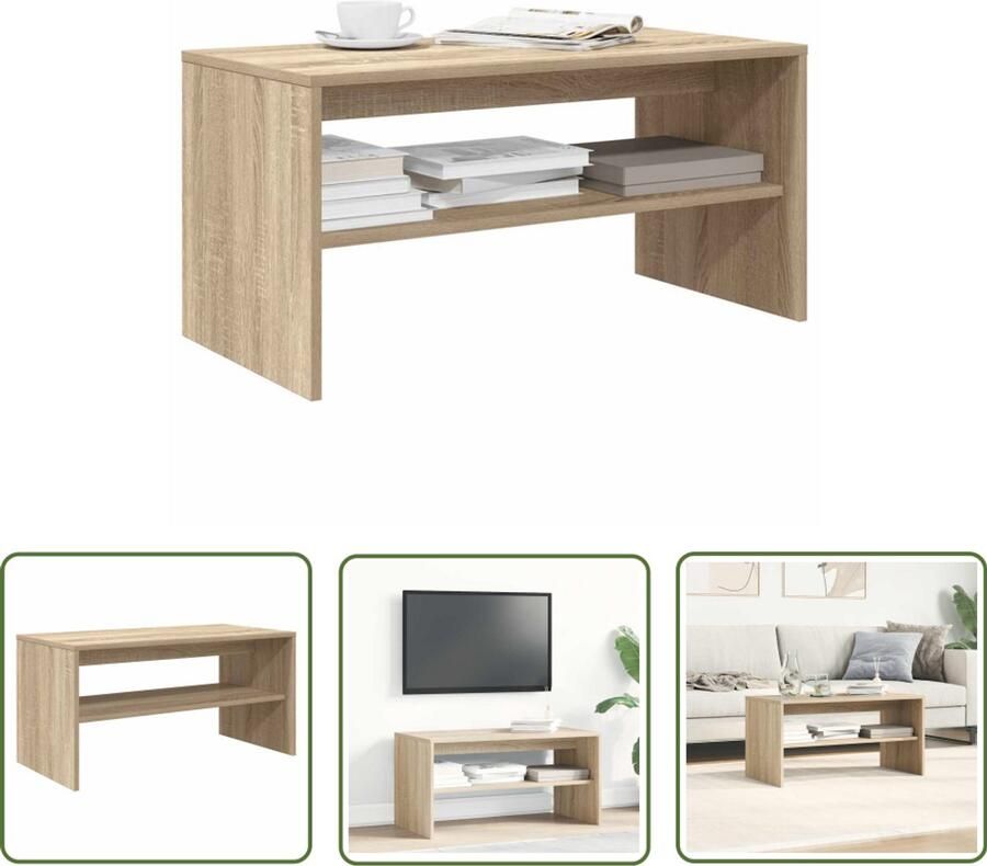 The Living Store Tv-meubel 80x40x40 cm bewerkt hout sonoma eikenkleurig Tv-meubel Salontafel Houten Tv-kast Media Kast Sonoma Eiken