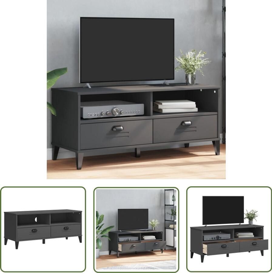 VidaXL Tv-meubel VIKEN bewerkt hout antracietgrijs Tv-meubel Salontafel Houten Tv-standaard Antraciet Grijs Bewerkt Hout