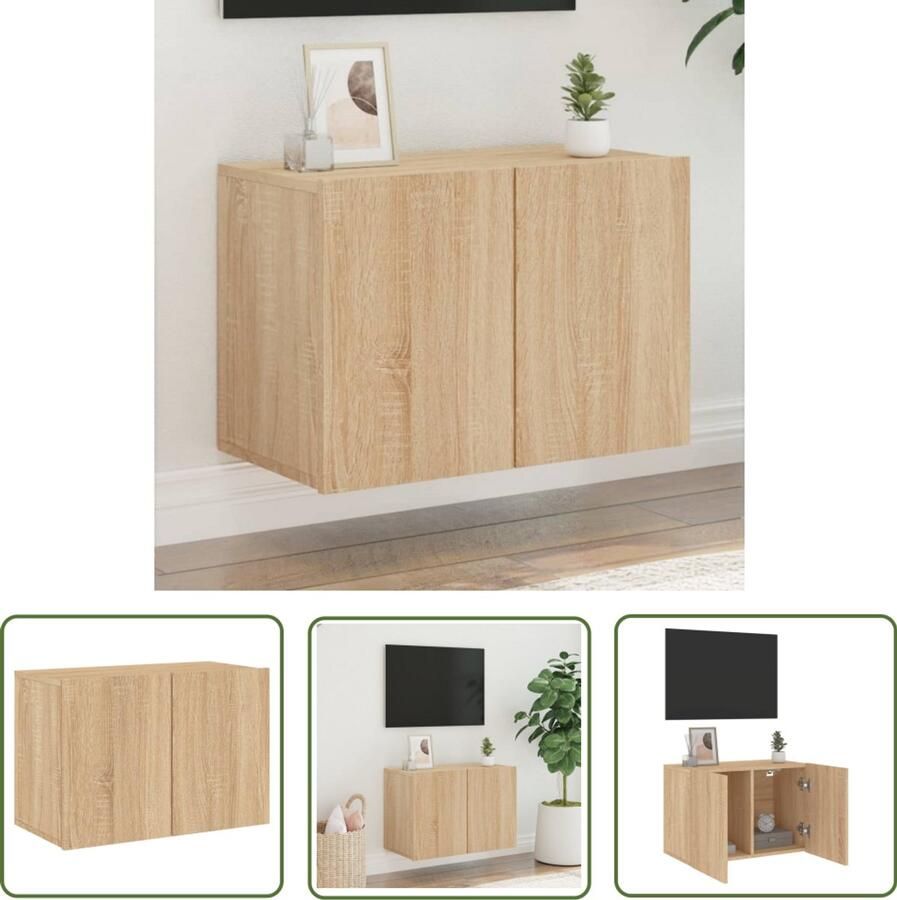 The Living Store Tv-meubel wandgemonteerd 60x30x41 cm sonoma eikenkleurig Tv-meubel Salontafel Houten Tv-stand Wandmontage Sonoma Eiken