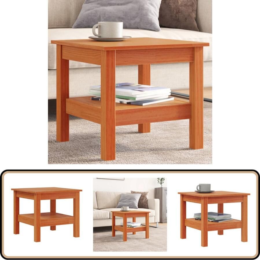 VidaXL Salontafel 45x45x40 cm massief grenenhout wasbruin