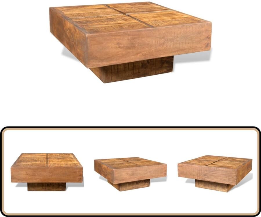 VidaXL Salontafel Vierkant Mangohout Bruin Salontafel Hout Meubilair Vintage Interieur Landelijke Woonstijl Bruine Salontafel
