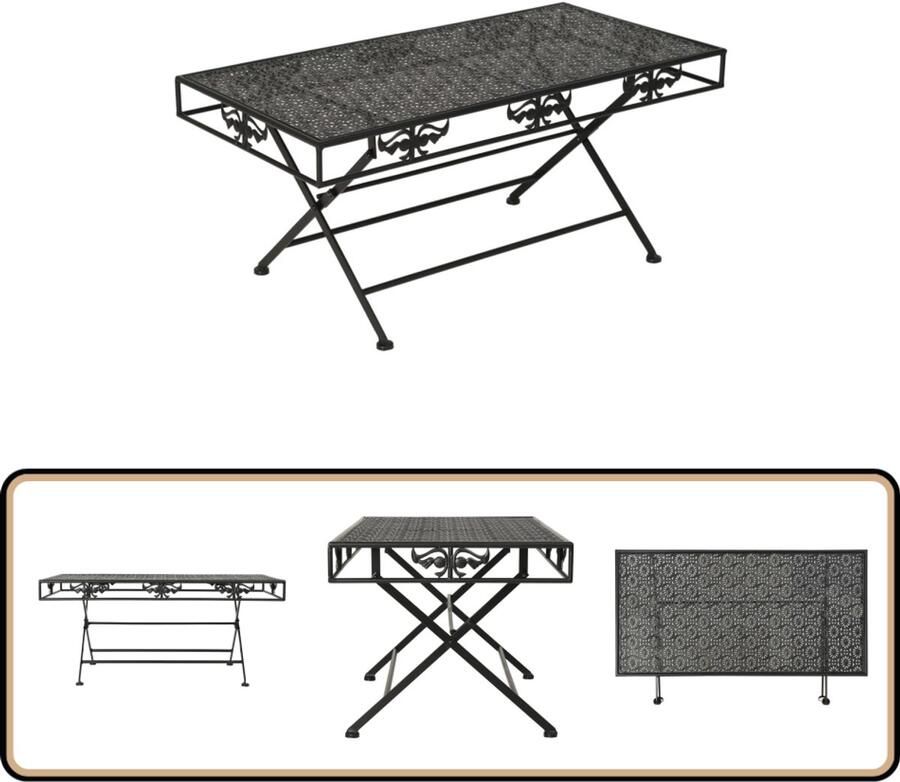 VidaXL -Salontafel-vintage-stijl-inklapbaar-100x50x45-cm-metaal-zwart - Foto 2