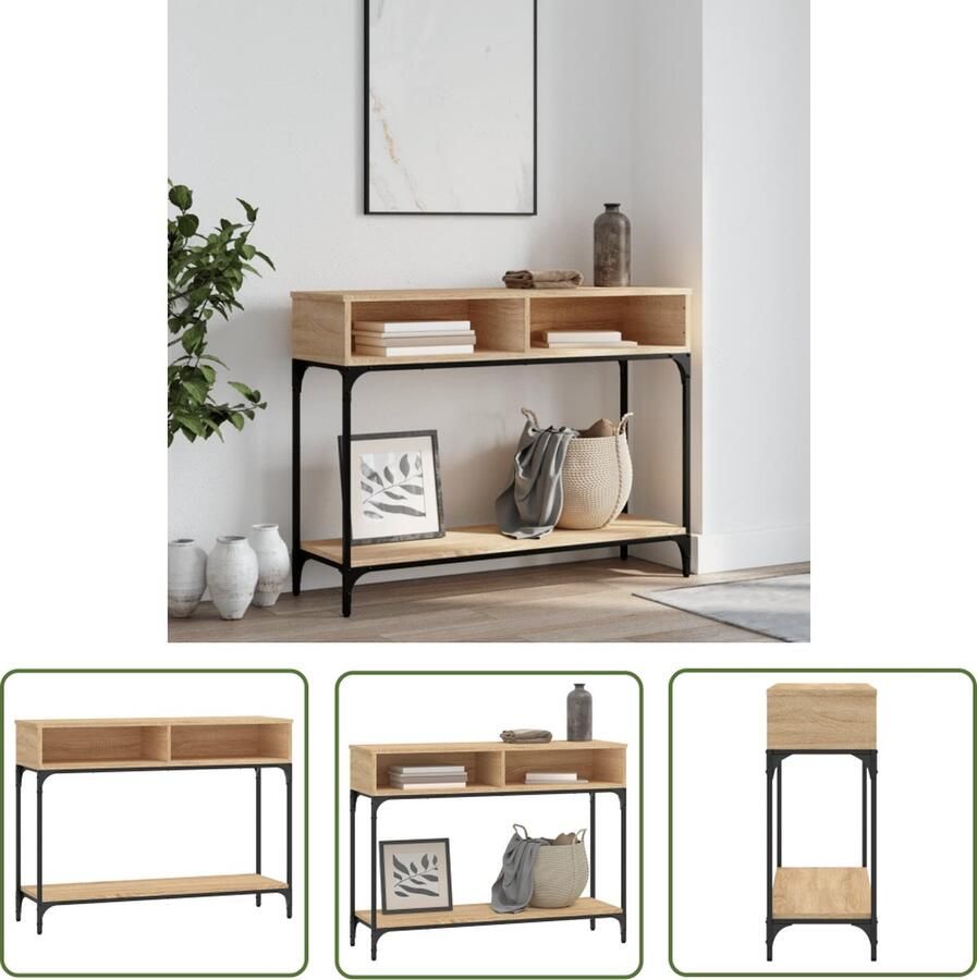 The Living Store Wandtafel 100x30 5x75 cm bewerkt hout sonoma eikenkleurig Wandtafel Salontafel Bijzettafel Entreetafel Houten Tafel