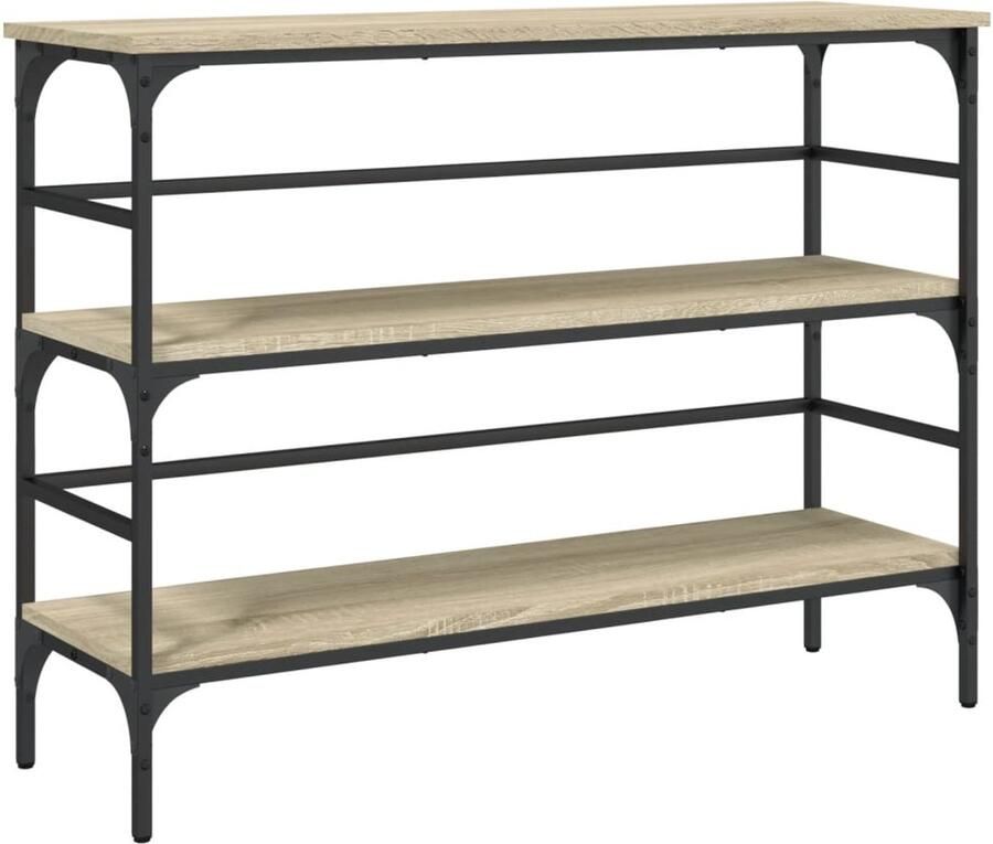 The Living Store Wandtafel 100x32x75 cm bewerkt hout sonoma eikenkleurig Wandtafel Entreetafel Consooltafel Houten Tafel Industriële Tafel