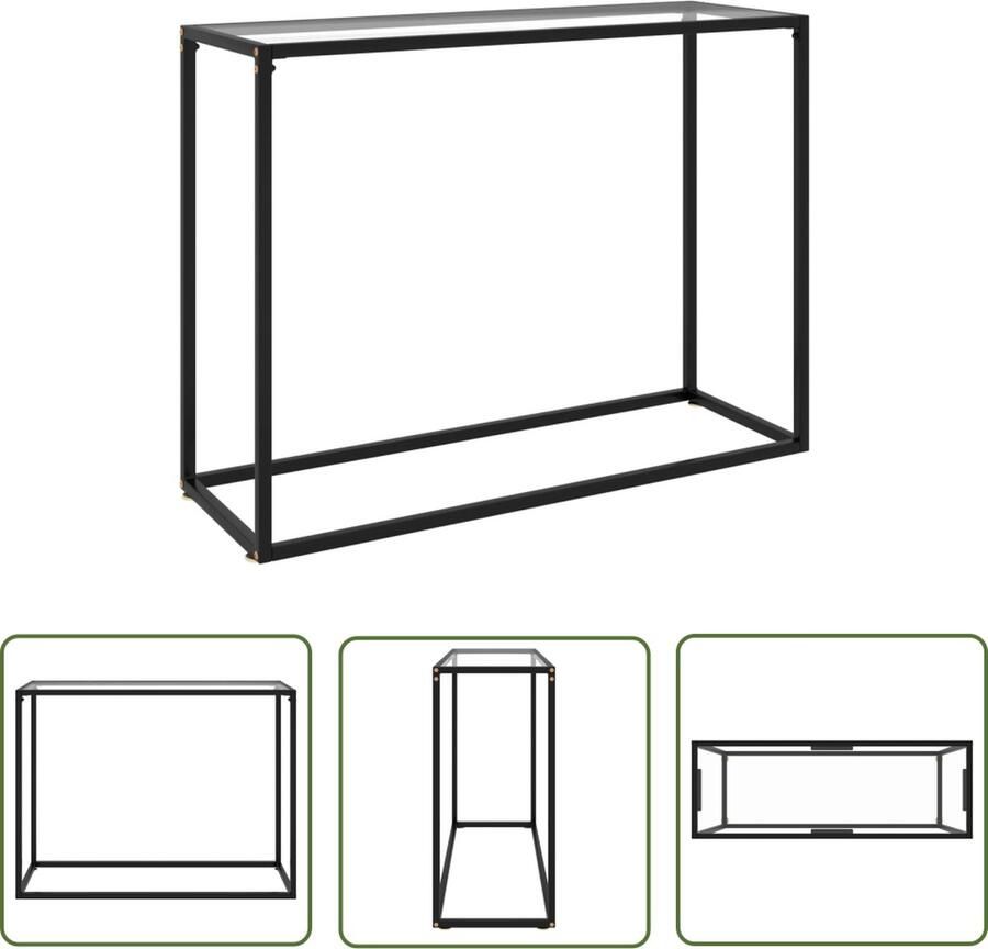 The Living Store Wandtafel 100 x 35 x 75 cm transparant glas en gepoedercoat staal Wandtafel Salontafel Bijzettafel Modern Design Glazen Tafel - Foto 2