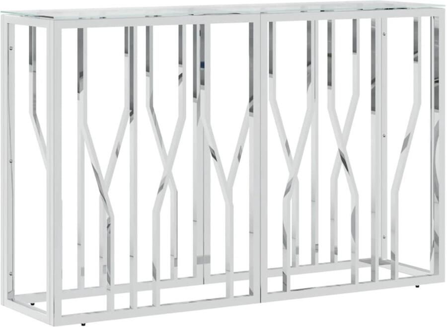 The Living Store Wandtafel 110x30x70 cm roestvrij staal en glas Wandtafel Salontafel Bijzettafel Roestvrij Staal Glazen Tafel - Foto 2