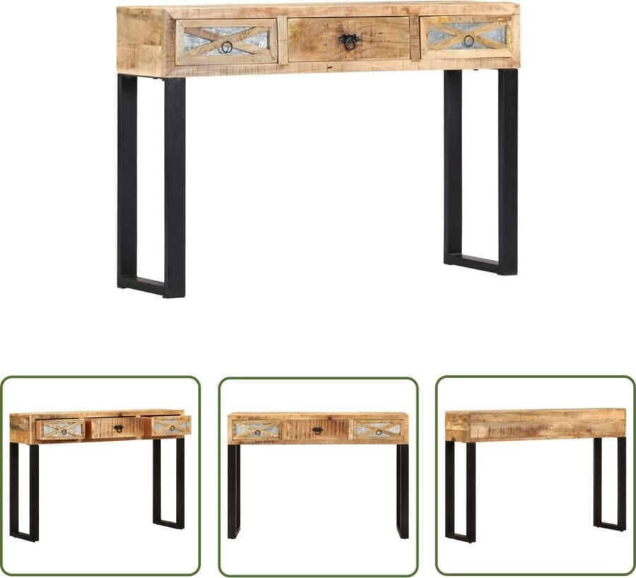 The Living Store Wandtafel Massief Mangohout 110 x 30 x 76 cm Gegalvaniseerd Staal Wandtafel Salontafel Bijzettafel Mangohouten Tafel Houten Tafel