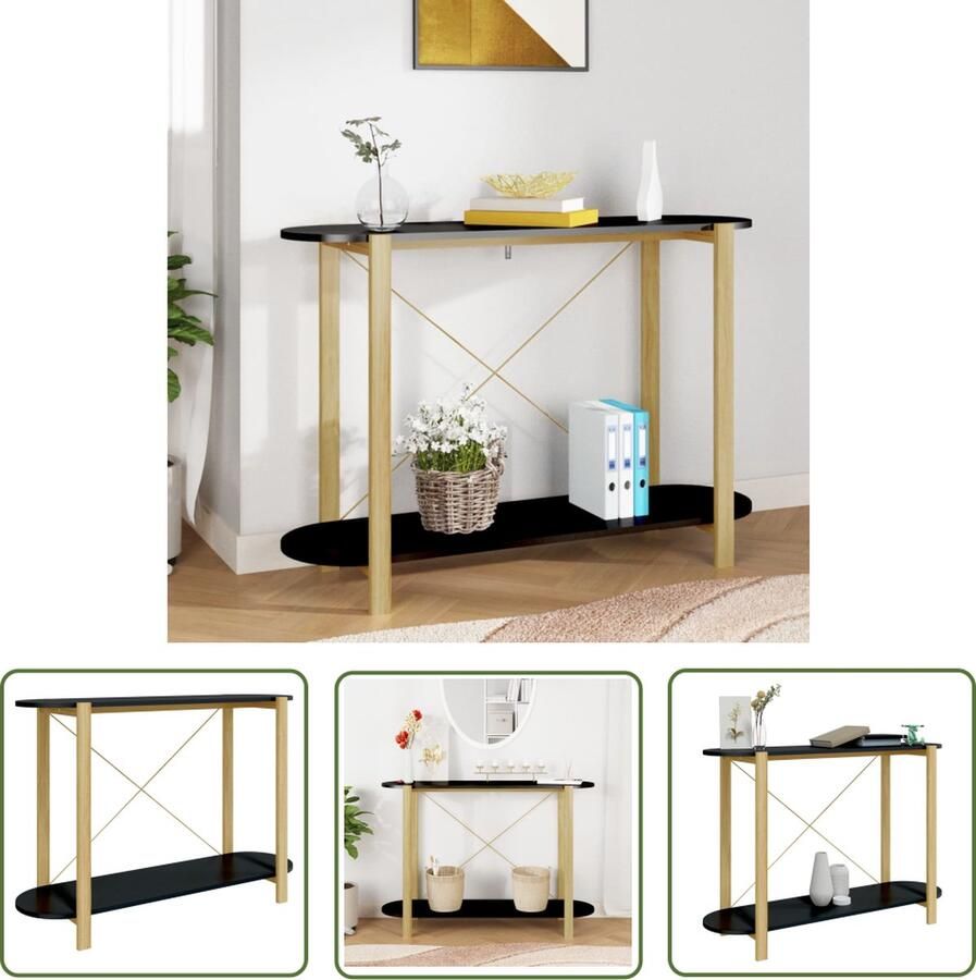 The Living Store Wandtafel Klassiek Decoratief en Praktisch Duurzaam hout Stabiele poot Voldoende opbergruimte Geschikt voor decoratie Zwart 110 x 38 x 75 cm Wandtafel Salontafel Bijzetkast Kastje Decoratiestuk - Foto 2