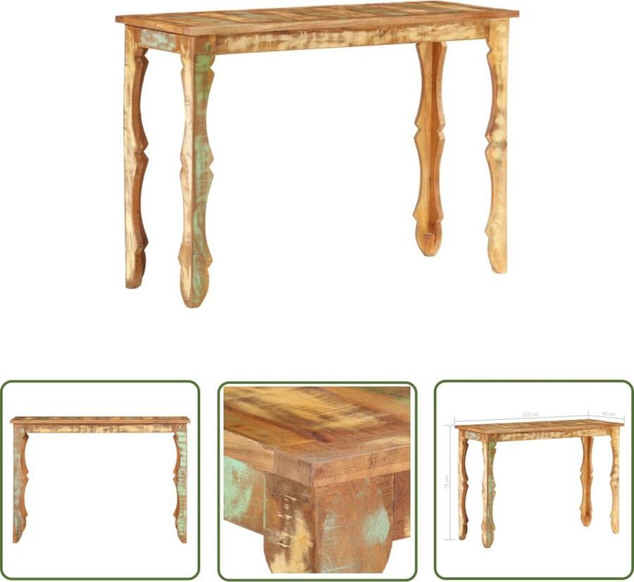 The Living Store Wandtafel Antieke Stijl 110 x 40 x 76 cm Gerecycled hout Wandtafel Salontafel Bijzetkast Retro Meubilair Landelijke Stijl - Foto 2