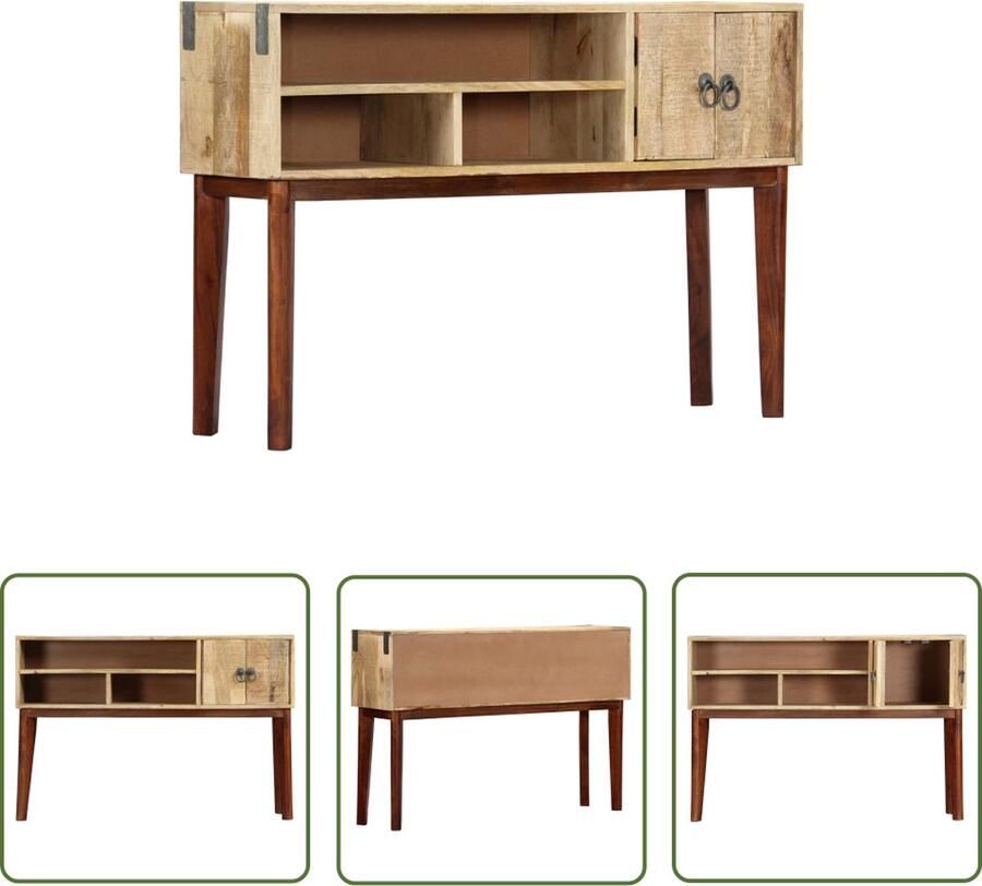 The Living Store Wandtafel Massief Mangohout Natuurlijke Houtkleur 115 x 30 x 76 cm Wandtafel Salontafel Bijzetkast Mangohout Houten Kast - Foto 2