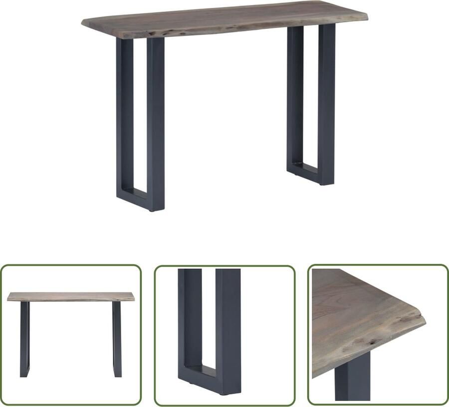 The Living Store Wandtafel IndustriÃle Stijl Massief Acaciahout 115x35x76cm Grijs Wandtafel Salontafel Bijzetkast Industriele Meubels Houten Tafels - Foto 2
