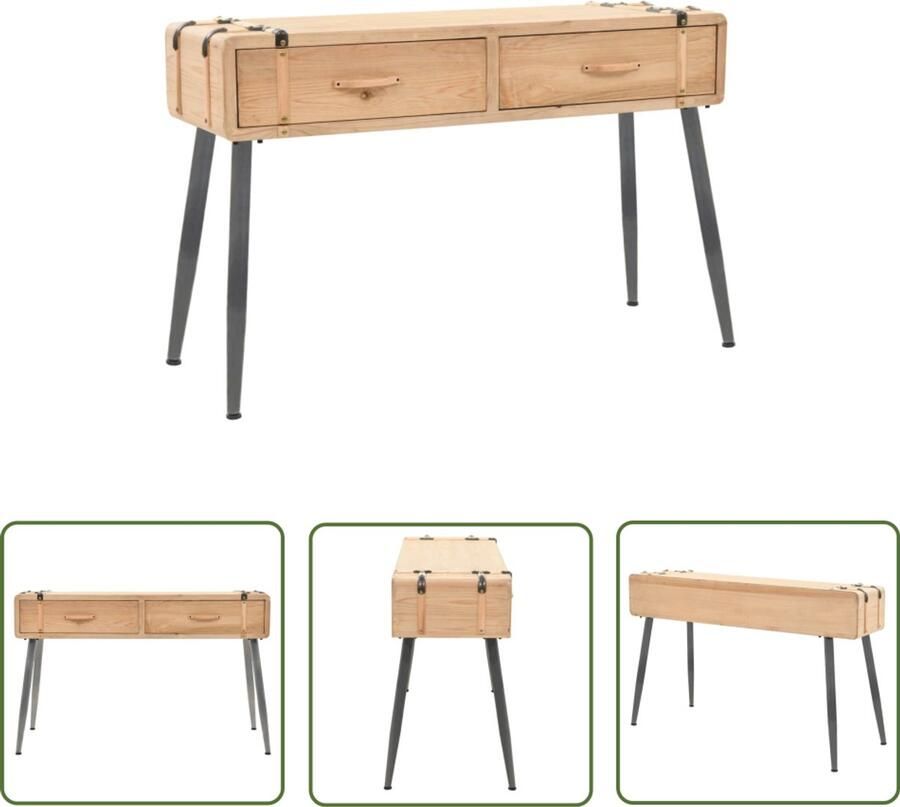 The Living Store Wandtafel 115x40 5x76 cm massief vurenhout Retro Wandtafel Bruin Salontafel Tv Tafeltje Hout Meubel