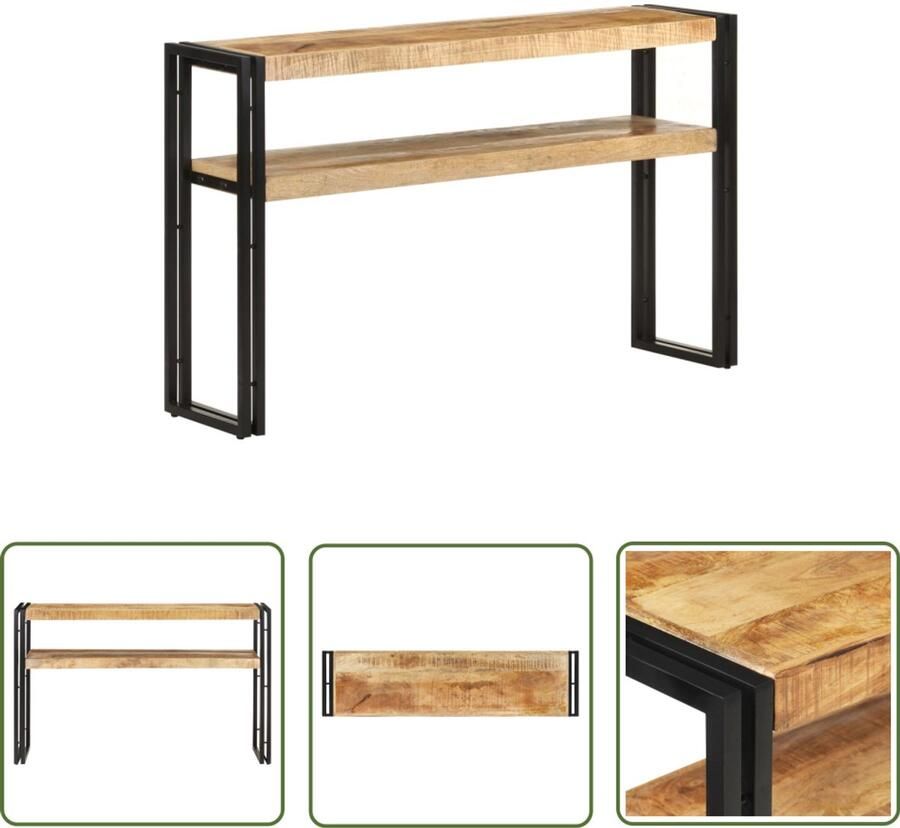 VidaXL Salontafel Wandtafel 120x30x75 cm ruw mangohout Mango Hout Industriële Stijl Vintage Look