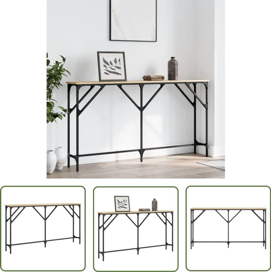 VidaXL Salontafel Wandtafel 140x23x75 cm bewerkt hout sonoma eikenkleurig Houten Wandtafel Sonoma Eiken Bruine Wandtafel