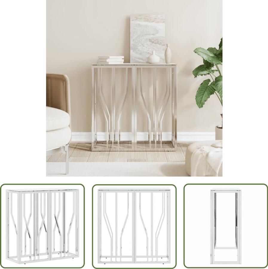 VidaXL Wandtafel 70x30x70 cm roestvrij staal en glas zilverkleurig Wandtafel Salontafel Sidetable Spiegelkast Vintage Kast