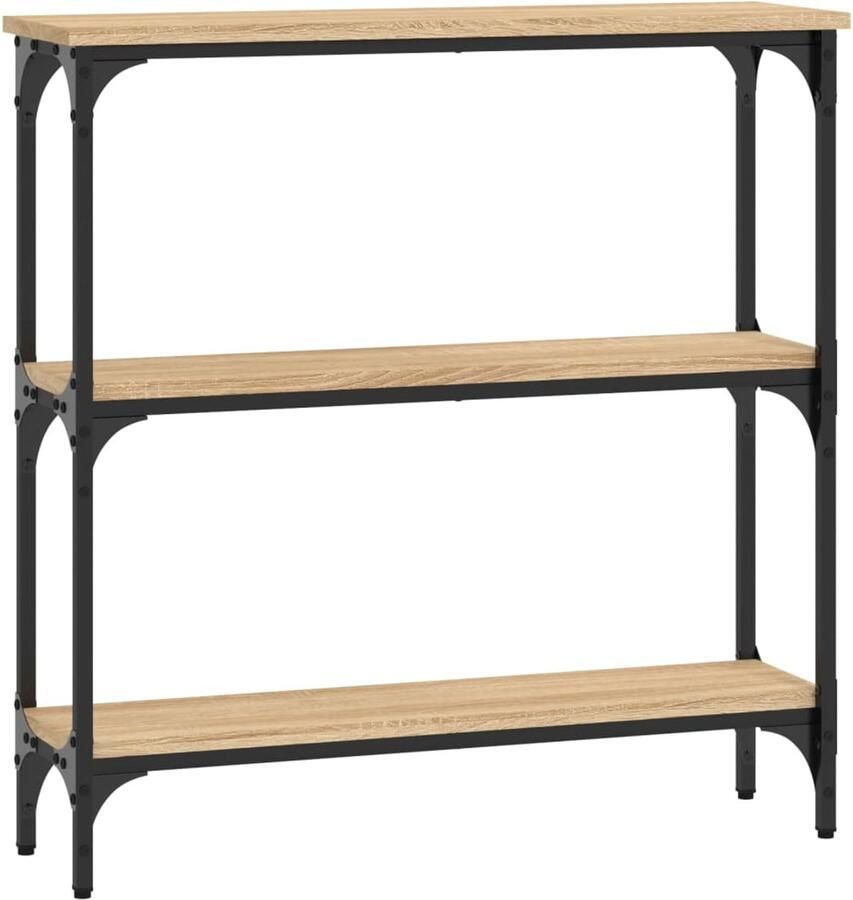 The Living Store Wandtafel 75x22 5x75 cm bewerkt hout sonoma eikenkleurig Wandtafel Eikenhouten Tafel Consoletafel Entreetafel Hallentafel