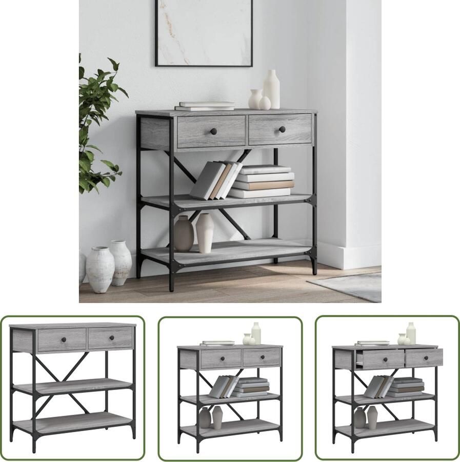 The Living Store Wandtafel 75x34 5x75 cm bewerkt hout grijs sonoma eikenkleurig Wandtafel Salontafel Bijzettafel Grijze Tafel Houten Tafel