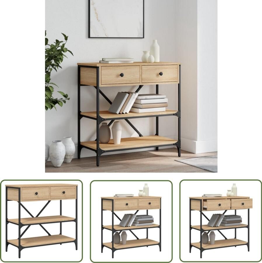 VidaXL Salontafel Wandtafel 75x34 5x75 cm bewerkt hout sonoma eikenkleurig Bijzettafel Houten Tafel Eiken Tafel