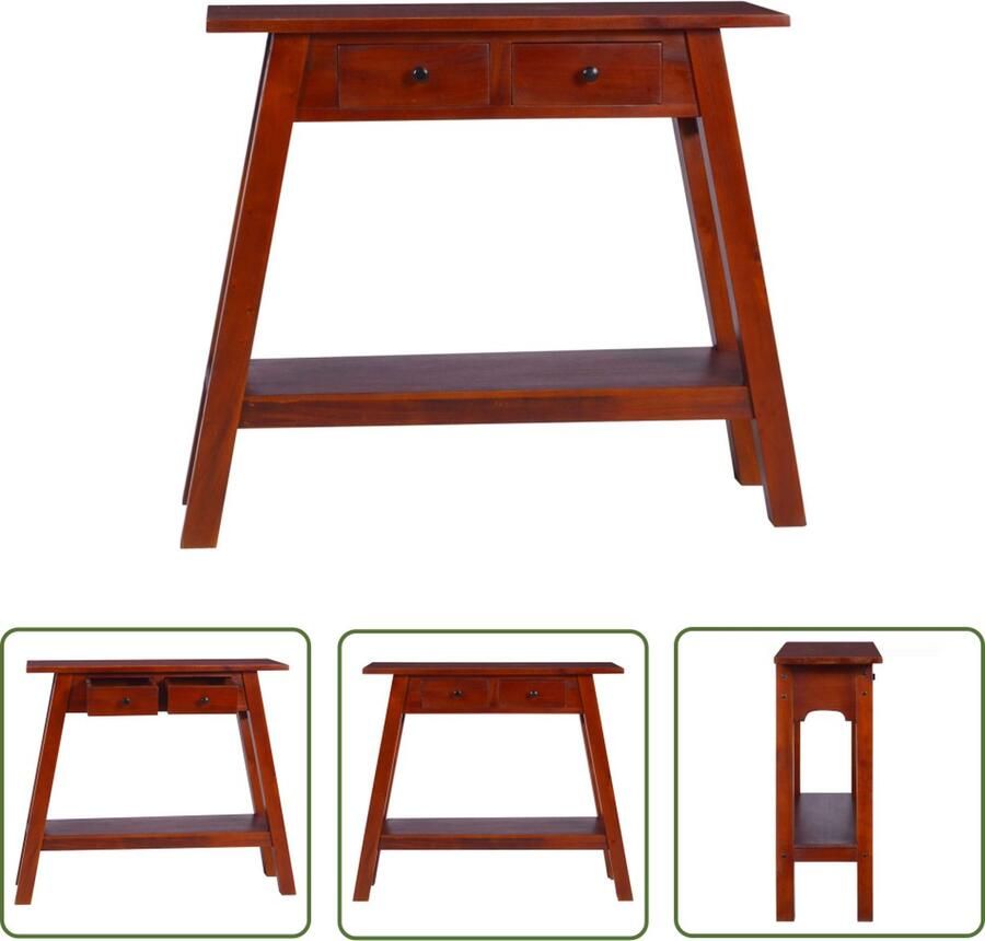 The Living Store Consoletafel Mahoniehout 80-90x30x75 cm Klassiekbruin Consoletafel Mahoniet Vintage Woonkamerdecoratie Kastje Opbergruimte Bruin