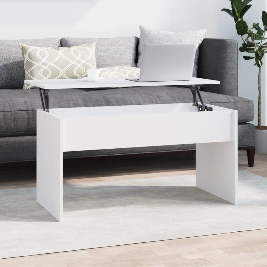 VidaXL Salontafel Wit 102x50 5x52 5 cm Salontafel Lift-top Tafel Houten Salontafel Witte Salontafel Multifunctionele Tafel Bijzettafel