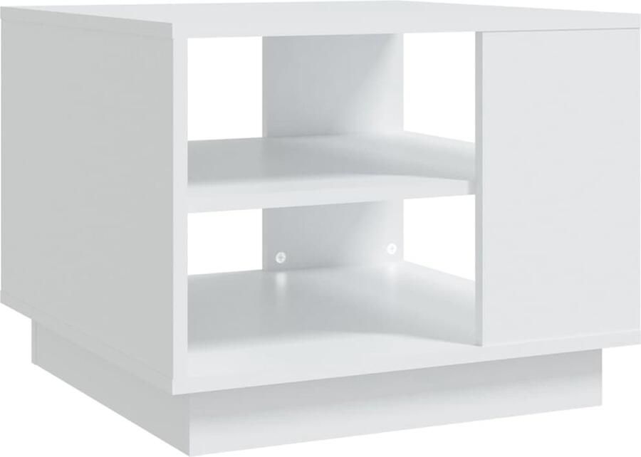 VidaXL Salontafel Wit 55x55x43 cm Bewerkt hout Salontafel Banktafel Houten Salontafel Wit Salontafel 55x55x43