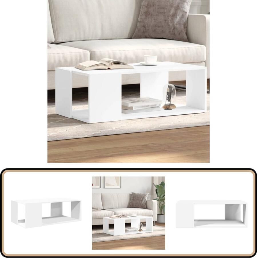 VidaXL Salontafel Wit Bewerkt hout 89 5x48x30 cm Salontafel Salontafels Bijzettafel Woonkamertafel