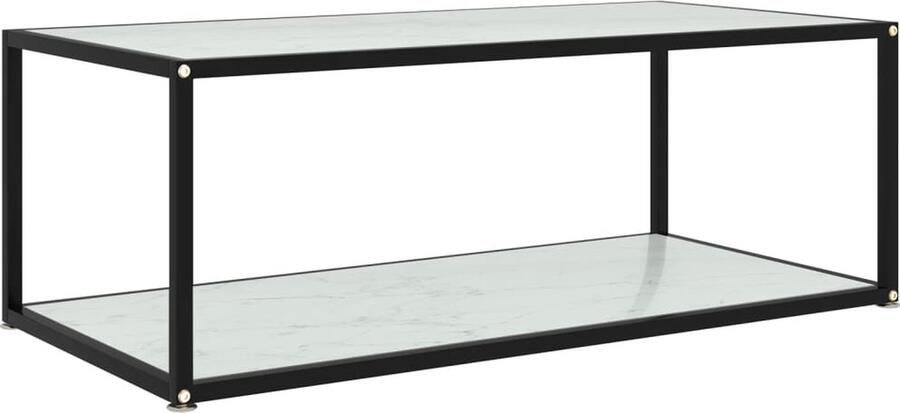 VidaXL Salontafel Wit Zwart 100x50x35 cm Glas Staal Salontafel Eettafel Livingroom Meubels Glazen Tafel Metalen Tafel Witte Tafel Zwarte Tafel - Foto 2