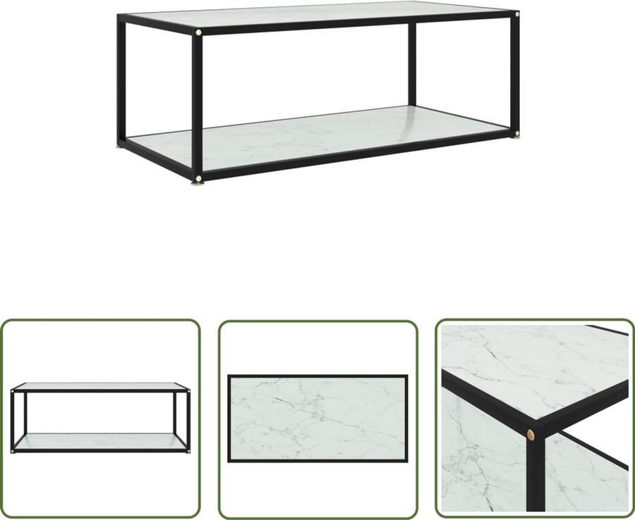 VidaXL Salontafel Wit Zwart 100x50x35 cm Glas Staal Salontafel Eettafel Livingroom Meubels Glazen Tafel Metalen Tafel Witte Tafel Zwarte Tafel
