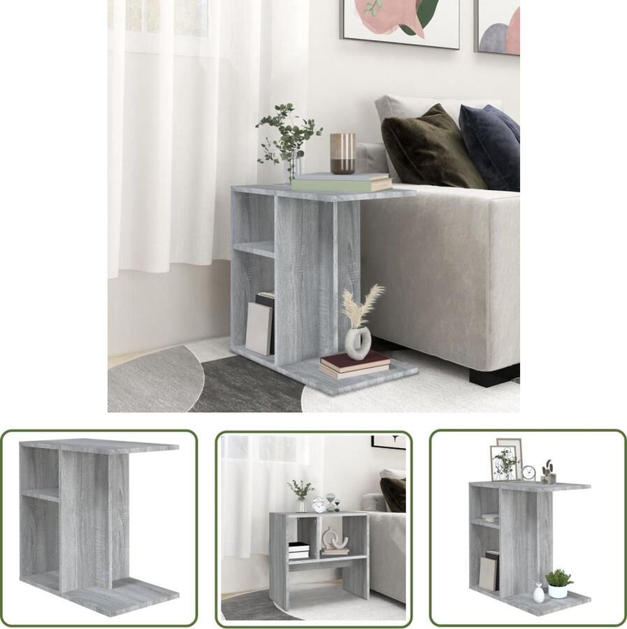 The Living Store Bijzettafel 50x30x50 cm bewerkt hout grijs sonoma eikenkleurig Woonkamertafel Salontafel Bijzettafel Grijze Tafel Houten Tafel - Foto 2