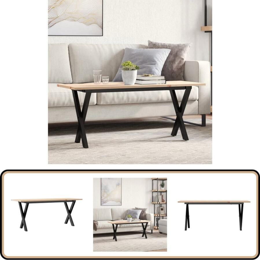 VidaXL Salontafel X-frame massief hout 110x40x45cm Salontafel Houten Salontafel Grenenhouten Salontafel Rustic Tafellaar Vintage Salontafel Living Room Furniture Koffietafel