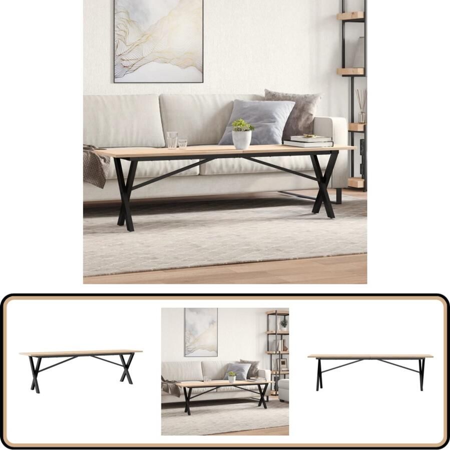 VidaXL Salontafel X-frame 160x40x45 cm massief grenenhout en gietijzer
