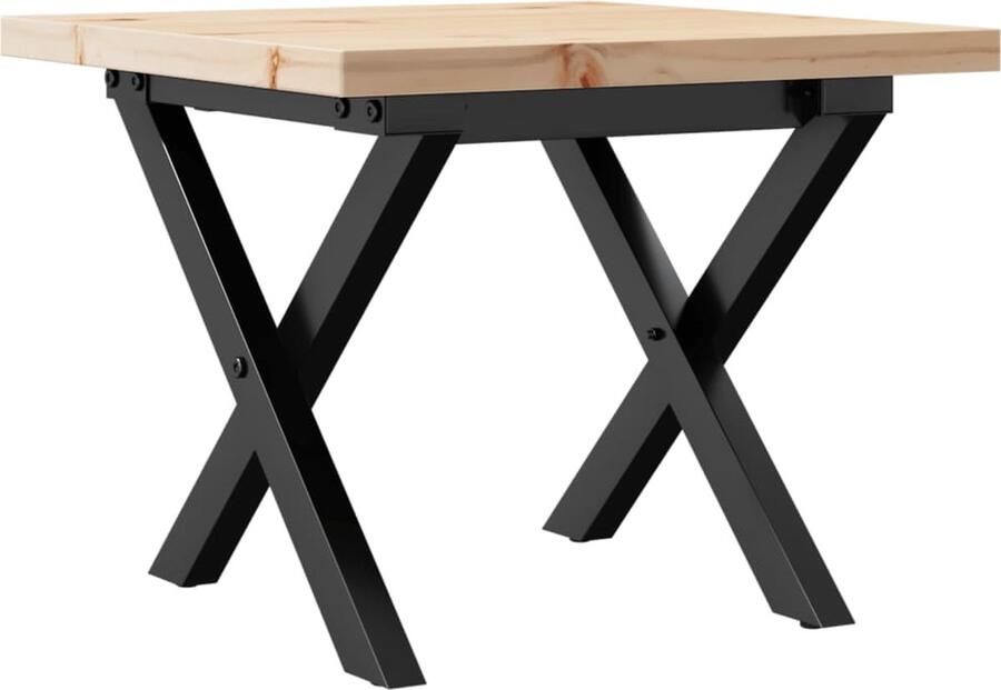 VidaXL Salontafel X-frame 40x40x35 cm massief grenenhout en gietijzer