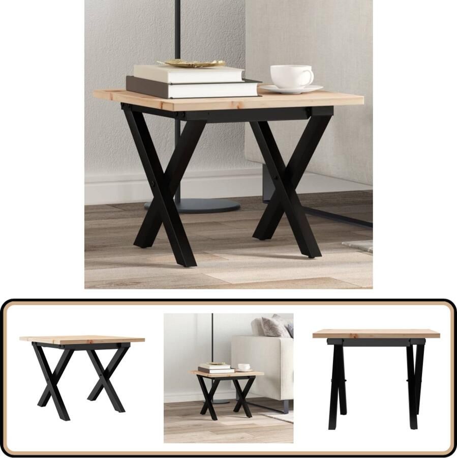 VidaXL Salontafel X-frame 40x40x35 cm hout ijzer Salontafel Salontafels Bijzettafel Banktafel