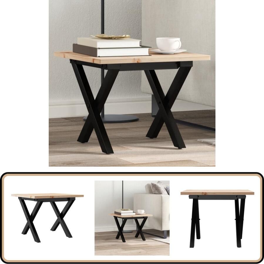 VidaXL Salontafel X-frame Grenenhout en Gietijzer Salontafel Tafeltje Hout Grenenhout Vintage Industrieel Rustic Modern Design Woonkamer Living