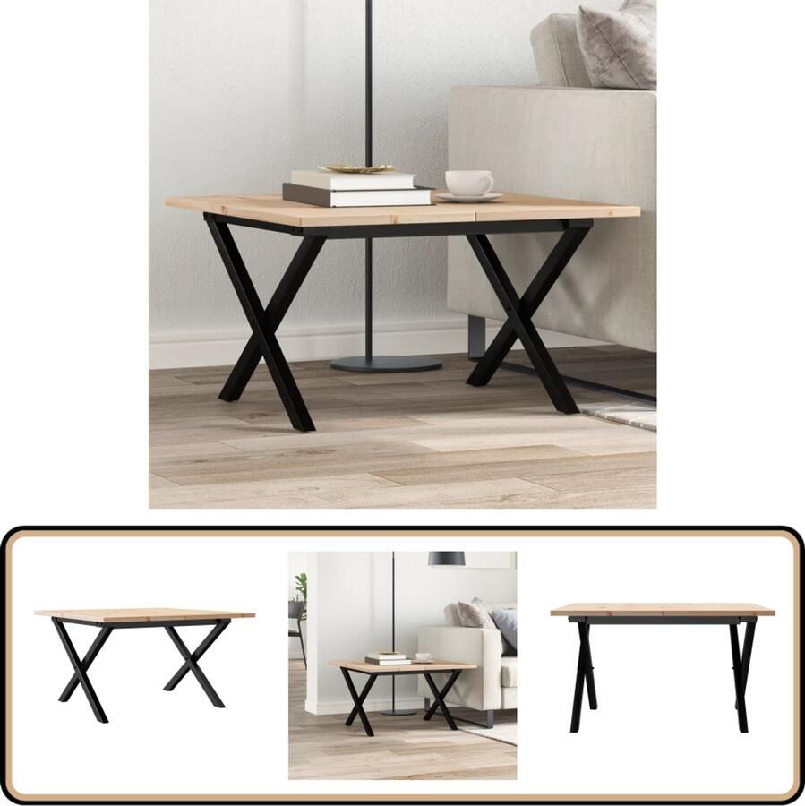 VidaXL Salontafel X-frame 70x70x40 cm Grenenhout Salontafel Houten Tafel Grenenhout Vintage Tafel Rustic Tafellaar Koffietafel Tv Tafel Design Tafel