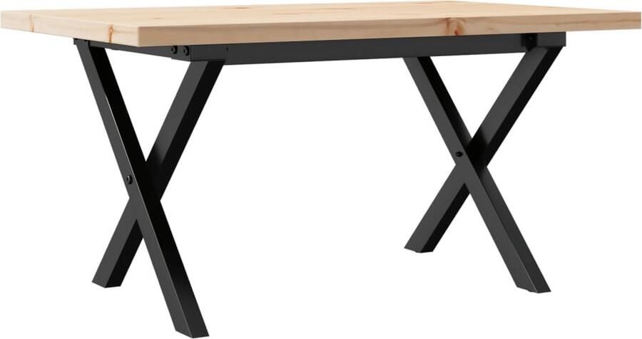VidaXL Salontafel X-frame 80x50x40 5 cm grenenhout en gietijzer