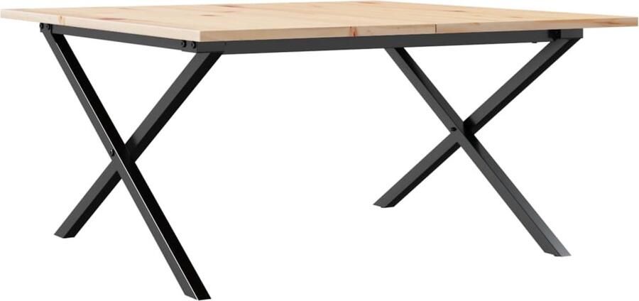 VidaXL Salontafel X-frame 80x80x45 cm massief grenenhout en gietijzer