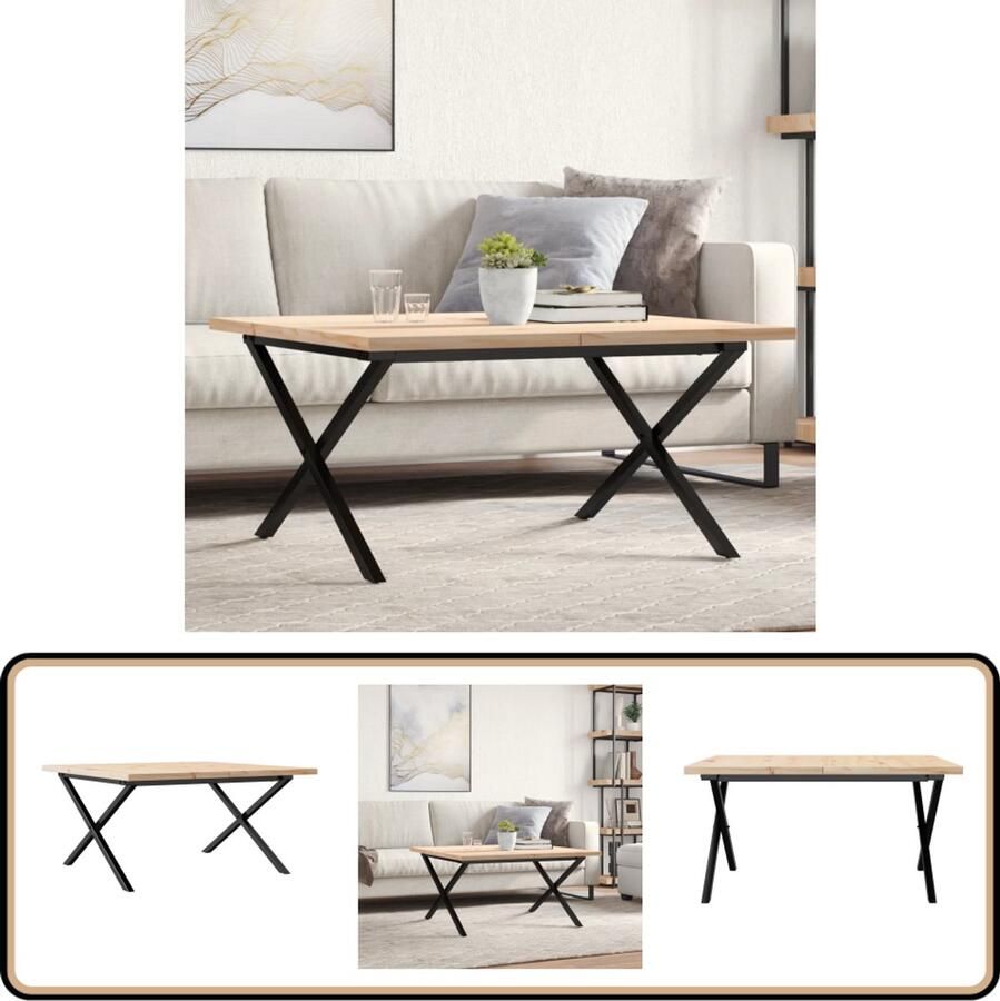 VidaXL Salontafel X-frame 90x90x45 5 cm grenenhout Salontafel Houten Tafel Grenenhout Vintage Meubilair Industrieel Design Living Room Furniture Coffee Table