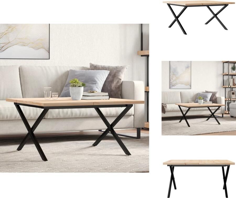 VidaXL Salontafel X-frame 90x90x45 5 cm grenenhout en gietijzer - Foto 2