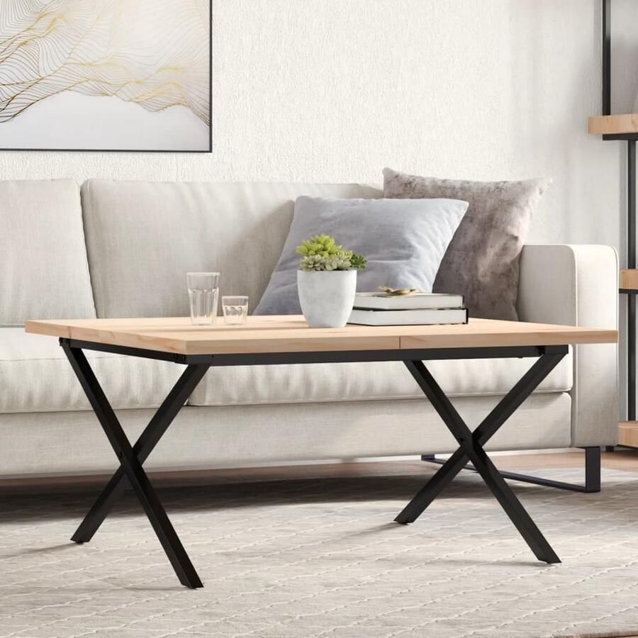 VidaXL Salontafel X-frame 90x90x45 5 cm grenenhout Salontafel Houten Tafel Grenenhout Vintage Meubilair Industrieel Design Living Room Furniture Coffee Table - Foto 2