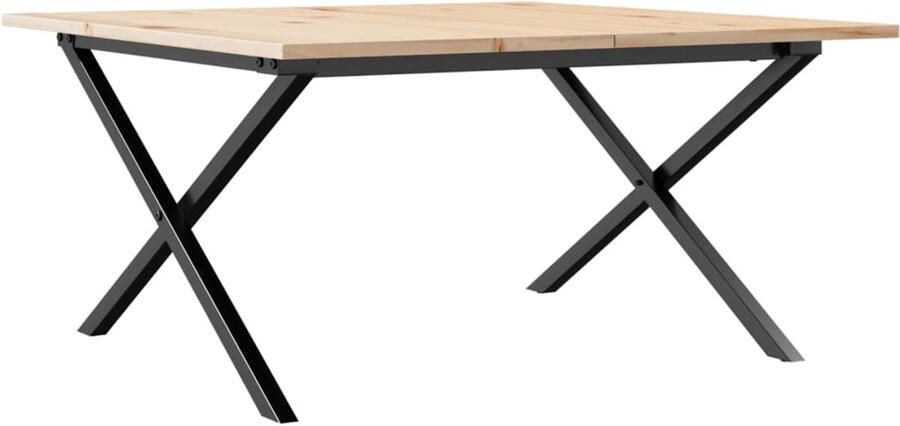 VidaXL Salontafel X-frame 90x90x45 cm massief grenenhout en gietijzer Salontafel Salontafels Bijzettafel Banktafel