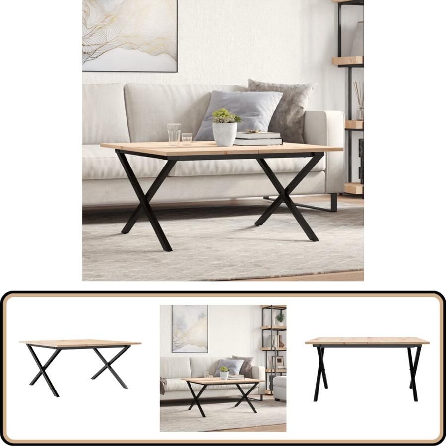 VidaXL Salontafel X-frame Massief Grenenhout 90x90x45 cm Salontafel Salontafels Bijzettafel Banktafel