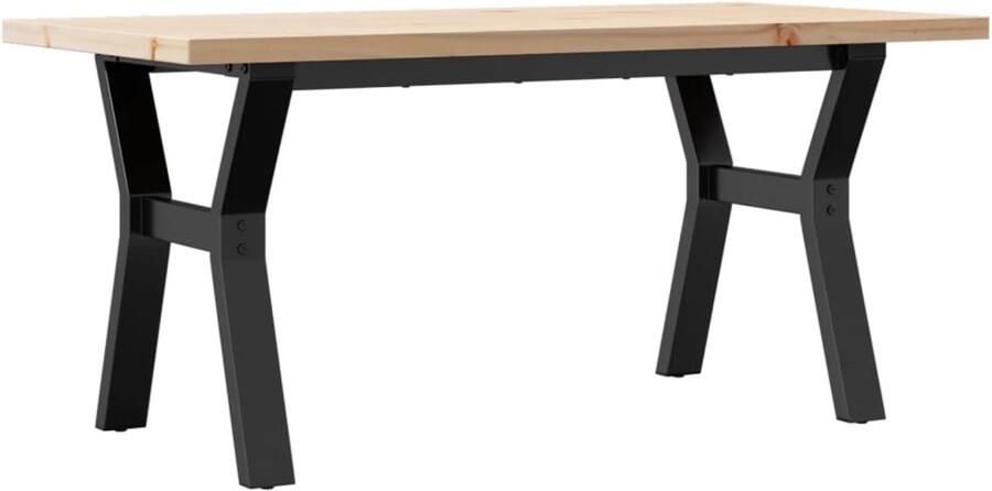 VidaXL Salontafel Y-frame 100x50x45 5 cm grenenhout en gietijzer