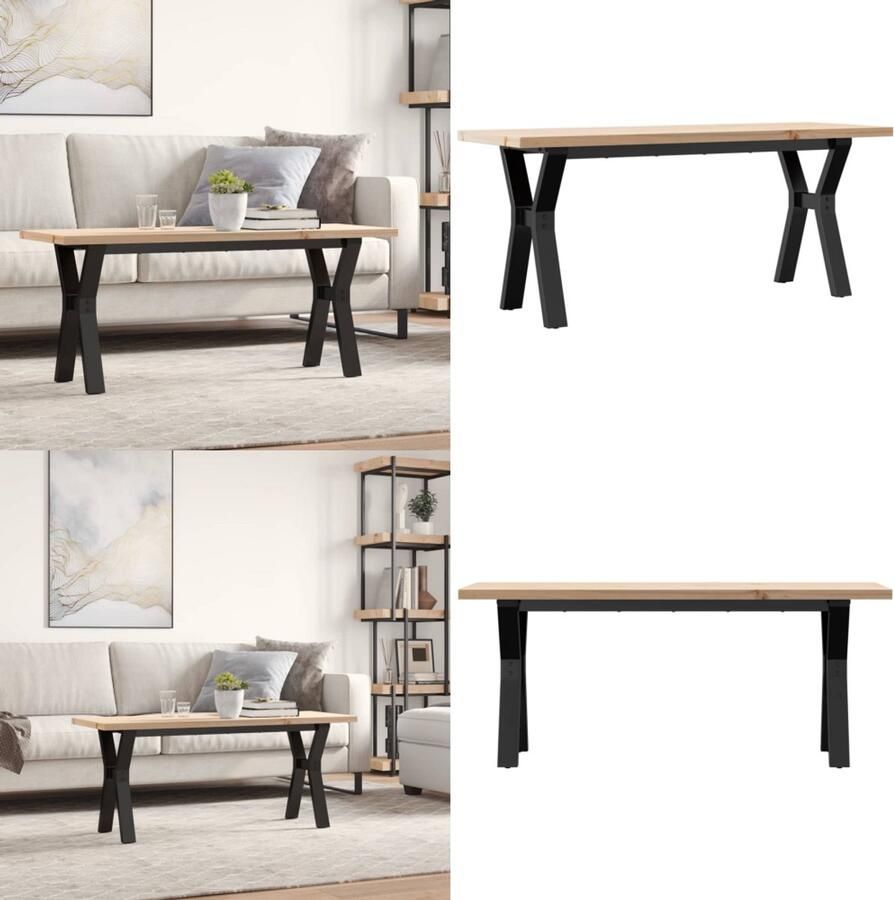 VidaXL Salontafel Y-frame 110x40x45 5 cm grenenhout en gietijzer Salontafel Salontafels Bijzettafel Banktafel