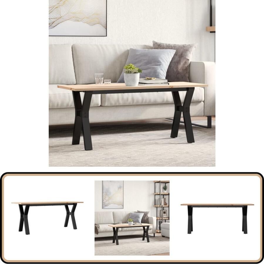 VidaXL Salontafel 110x40x45 cm Grenenhout & Gietijzer Salontafel Houten Tafel Grenenhouten Tafel Vintage Tafel Industrieel Tafellamp