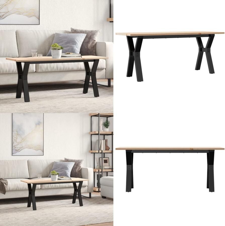 VidaXL Salontafel Y-frame 110x40x45 cm massief grenenhout en gietijzer Salontafel Salontafels Bijzettafel Banktafel