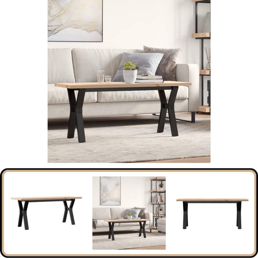 VidaXL Salontafel Y-frame 110x40x45 5 cm Grenenhout Salontafel Houten Salontafel Grenenhouten Salontafel Rustic Tafellaar Woonkamer Meubilair